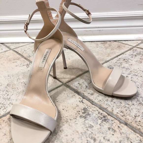 CASADEI Beige Nude Cappa Blade Open-toe Ankle Strap Sandal Heels 7.5 37.5 - Picture 2 of 6